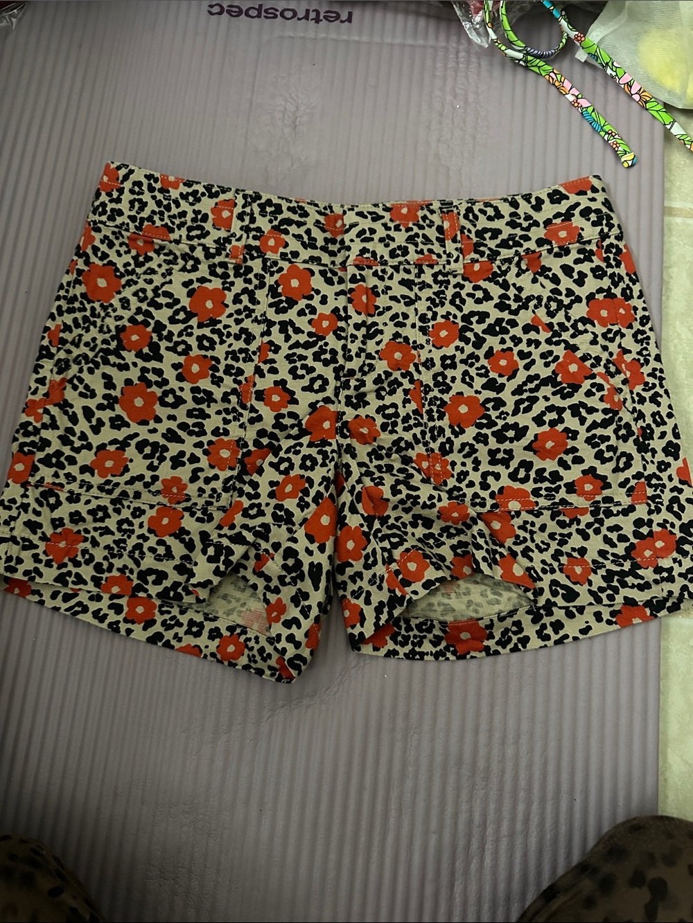 Banana Republic Orange Floral Leopard Print Women’s Shorts